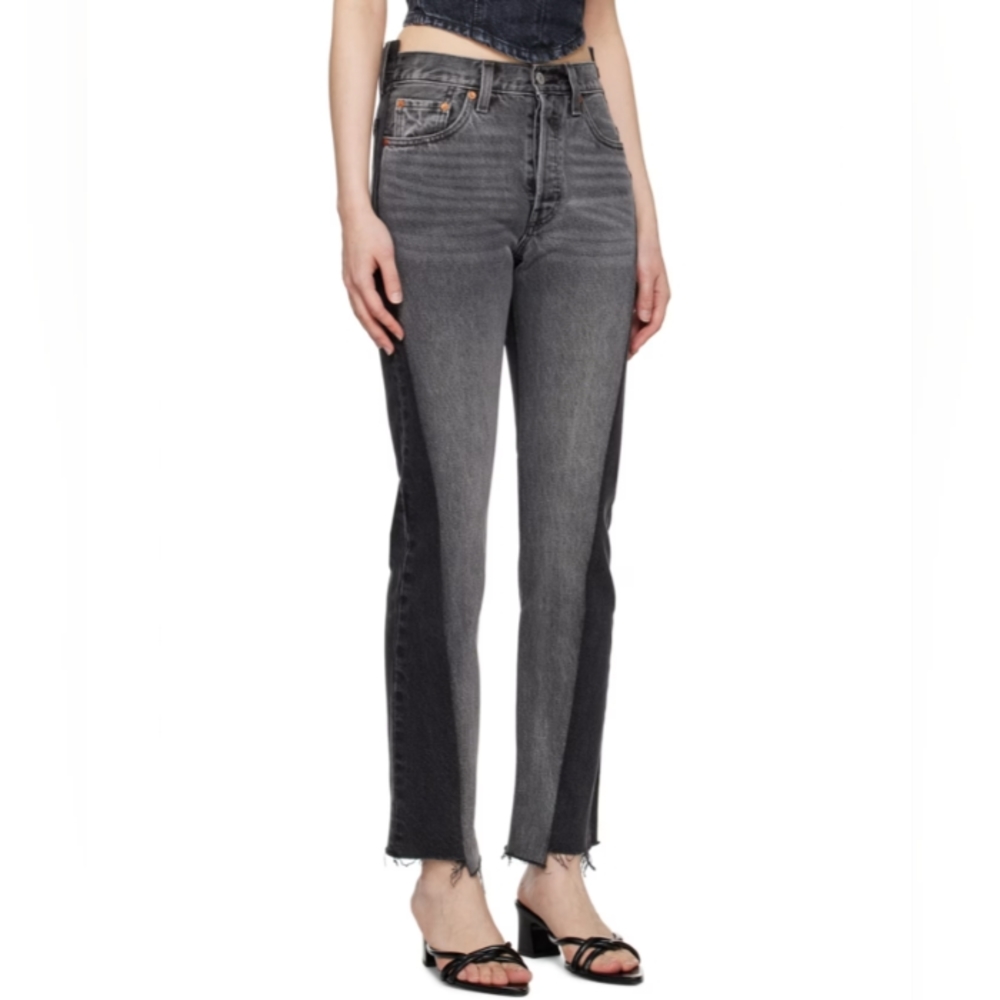 Levi's 501 Colorblock Premium Black Gray Jeans New With Tags